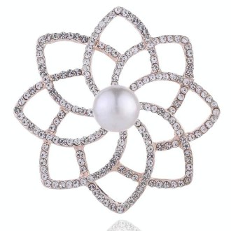 Alloy Diamond Double Flower Brooches Temperament Wild Clothes Pin(B07343)