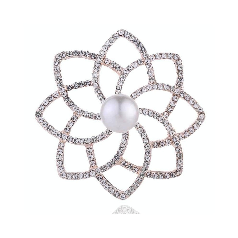 Alloy Diamond Double Flower Brooches Temperament Wild Clothes Pin(B07343)