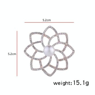 Alloy Diamond Double Flower Brooches Temperament Wild Clothes Pin(B07343)