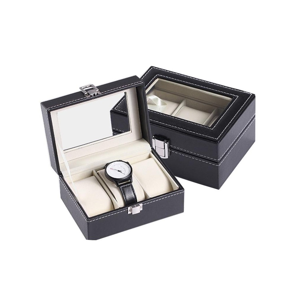 3 Bit PU Leather Watch Storage Box Display Box(Black)