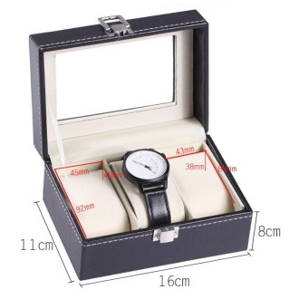 3 Bit PU Leather Watch Storage Box Display Box(Black)