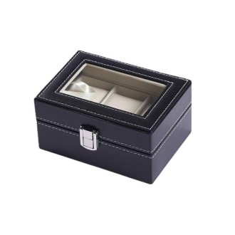 3 Bit PU Leather Watch Storage Box Display Box(Black)