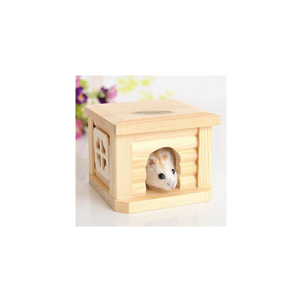 Pet Flat Roof Wooden House Hut Pets Cage for Small Animal Rabbit Hamster