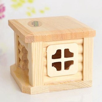 Pet Flat Roof Wooden House Hut Pets Cage for Small Animal Rabbit Hamster