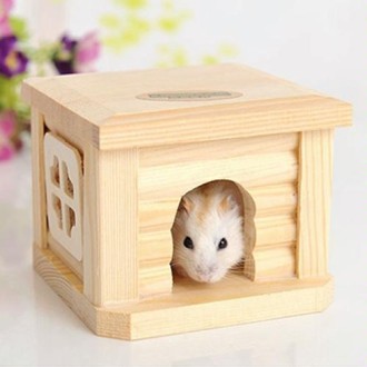 Pet Flat Roof Wooden House Hut Pets Cage for Small Animal Rabbit Hamster