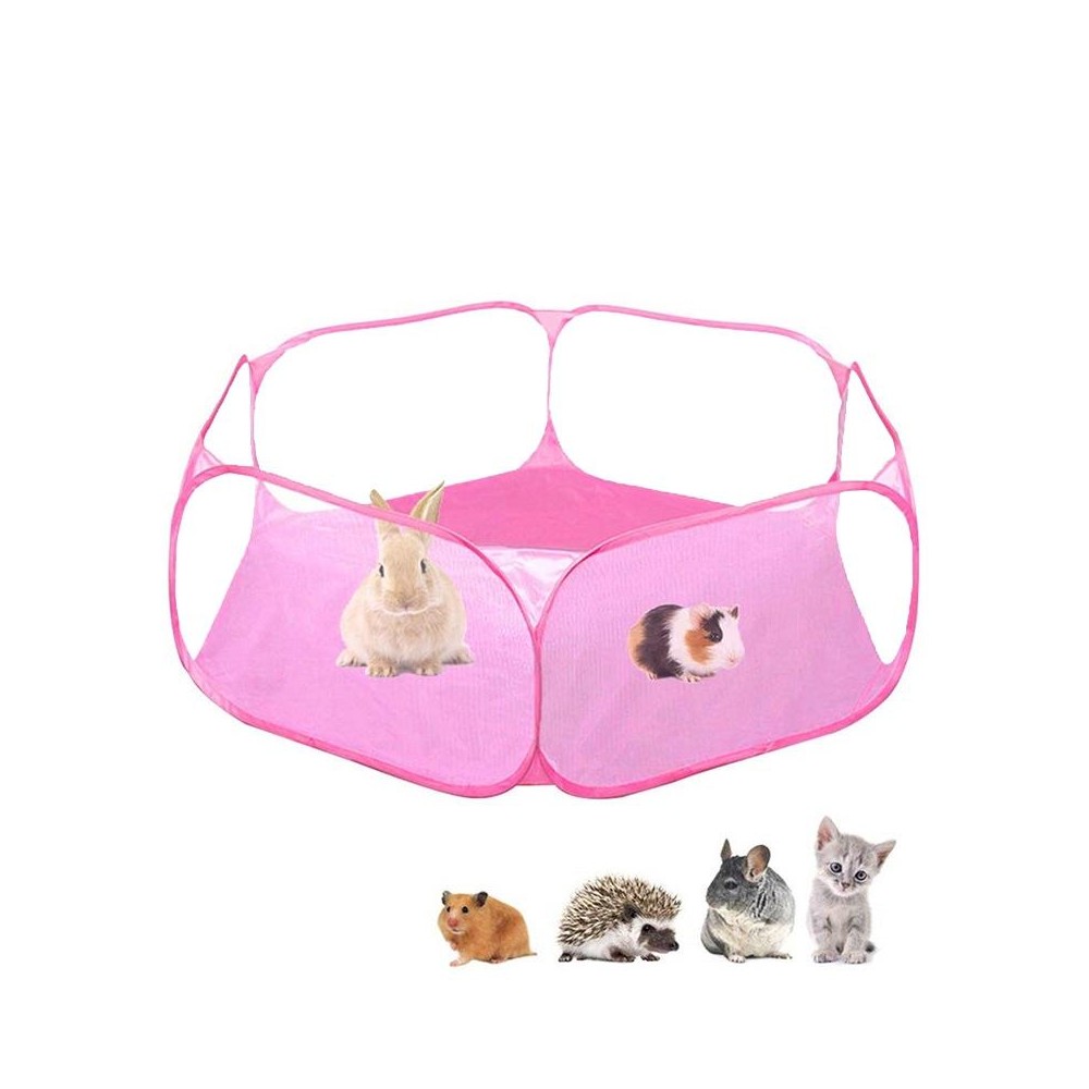 Portable Small Animal Game Fence Folding Outdoor Interior Pet Tent(Pink Opp Bag)