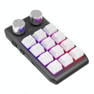 Bluetooth Wireless 12KV2 MOLD Mini Mechanical 12 Keys 2 Knob Custom Programming Keyboard(White)