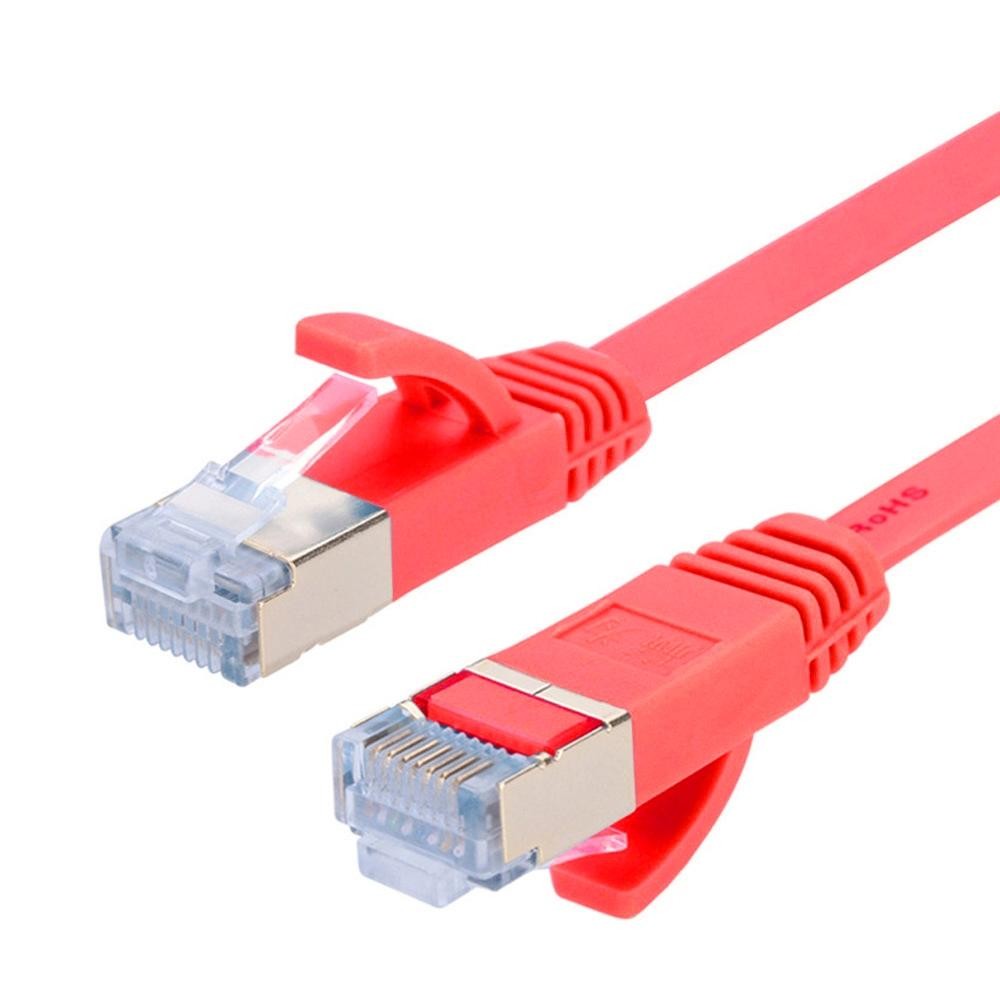 5m Gold Plated Head CAT7 High Speed 10Gbps Ultra-thin Flat Ethernet RJ45 Network LAN Cable(Red)