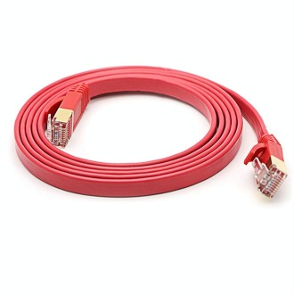 2m Gold Plated Head CAT7 High Speed 10Gbps Ultra-thin Flat Ethernet RJ45 Network LAN Cable(Red)