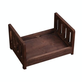 100 Days Old Wooden Bed For Newborns Children Photography Props(Coffee)