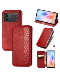 For DOOGEE X98 Pro / X98 Cubic Grid Pressed Magnetic Leather Phone Case(Red)