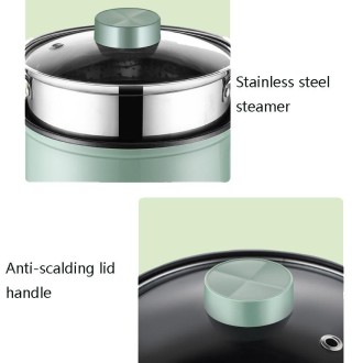 Multi-Function Electric-Cooker Mini Dormitory Student Cooking Rice Stir Frying Non-Stick Pot, 110V US Plug, Colour: Green Manual