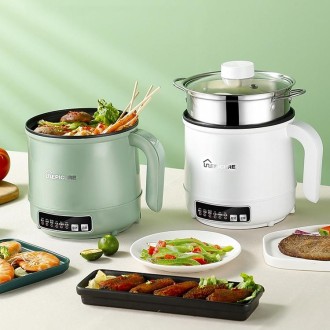 Multi-Function Electric-Cooker Mini Dormitory Student Cooking Rice Stir Frying Non-Stick Pot, 110V US Plug, Colour: Green Manual