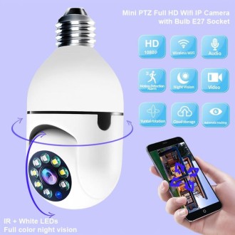 GA-C11 1080P 2MP 2.4G Single Frequency Two-way Voice Intercom Bulb Camera (White)