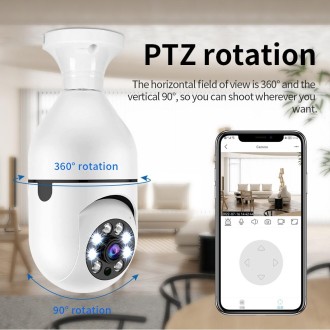 A6 2MP HD Light Bulb WiFi Camera Support Motion Detection/Two-way Audio/Night Vision/TF Card With 8G Memory Card