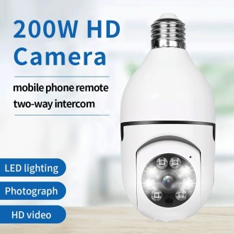 A6 2MP HD Light Bulb WiFi Camera Support Motion Detection/Two-way Audio/Night Vision/TF Card