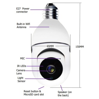 DP17 2.0 Million Pixels Single Light Source Smart Dual-band WiFi 1080P HD Outdoor Network Light Bulb Camera, Support Infrared Ni