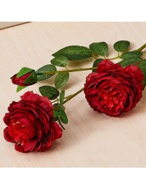 10 PCS JC0055 Continental Core Flower Beam Wedding Simulation Flower Home Artificial Silk Flower(Peony Dark Red)
