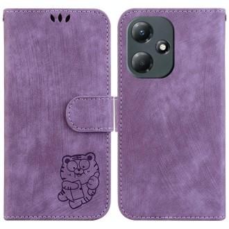 For Infinix Hot 30 Play / X6835 Little Tiger Embossed Leather Phone Case(Purple)