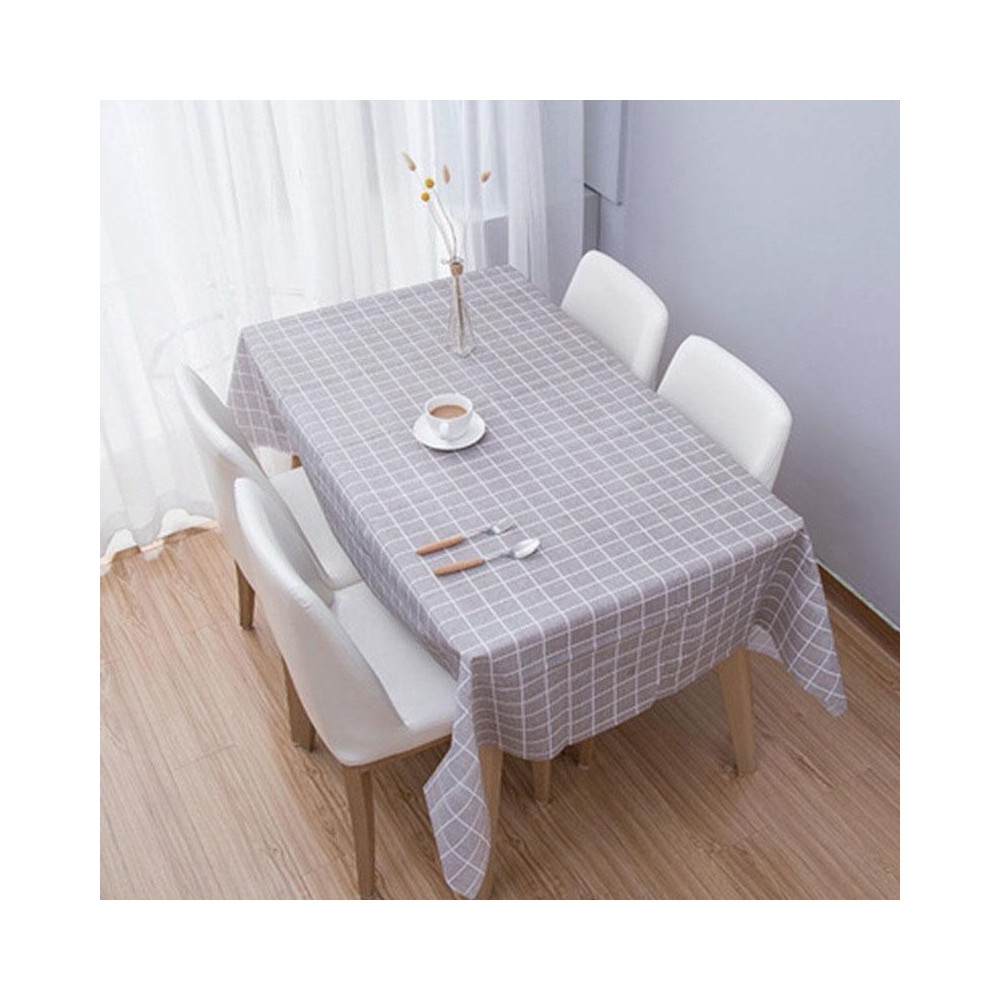 137x180cm Home Tablecloth No-wash PVC Coffee Table Cloth(Grey Plaid)