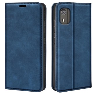 For Nokia C02 Retro-skin Magnetic Suction Leather Phone Case(Dark Blue)