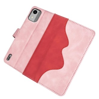 For Nokia C12 Stitching Horizontal Flip Leather Phone Case(Red)