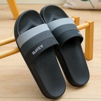 Men and Women Slippers Summer Non-slip Couples Go Out Home One Word Slippers, Size: 36-37(Three Rods-Black)