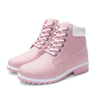 Couple Casual Big Head Warm Shoes Martin Boots, Size:42(Pink)