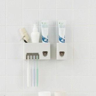 Wall Mounted Automatic Toothpaste Squeezing Device Toothbrush Storage Rack(Multi-function)