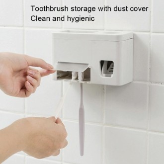 Wall Mounted Automatic Toothpaste Squeezing Device Toothbrush Storage Rack(Multi-function)