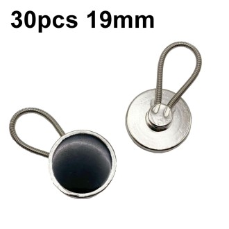 30pcs Jeans Spring Expansion Waist Button Removable Metal Pants Waist Adjustment Button Collar Decoration Button 19mm Black