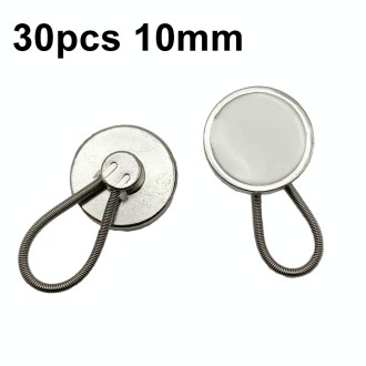 30pcs Jeans Spring Expansion Waist Button Removable Metal Pants Waist Adjustment Button Collar Decoration Button 10mm White