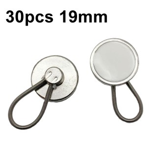 30pcs Jeans Spring Expansion Waist Button Removable Metal Pants Waist Adjustment Button Collar Decoration Button 19mm White