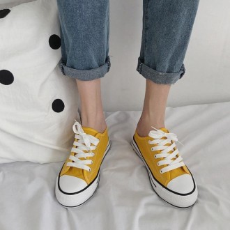 Women Canvas Shoes Inner Heightened Semi-Slipper Lazy Shoes, Size: 36(Yellow)