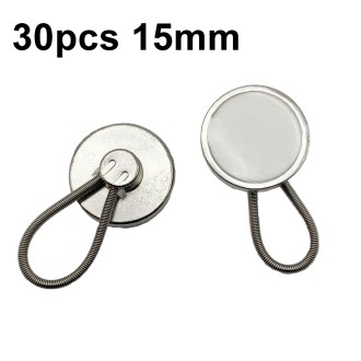 30pcs Jeans Spring Expansion Waist Button Removable Metal Pants Waist Adjustment Button Collar Decoration Button 15mm White