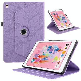 For iPad 10.2 2021 / 2020 / 10.5  Tree Life Embossed Rotation Leather Smart Tablet Case(Purple)