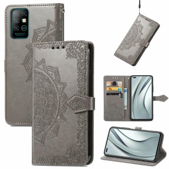 For Infinix Note 8 Mandala Embossing Pattern Horizontal Flip Leather Case with Holder & Card Slots & Wallet & Lanyard(Grey)