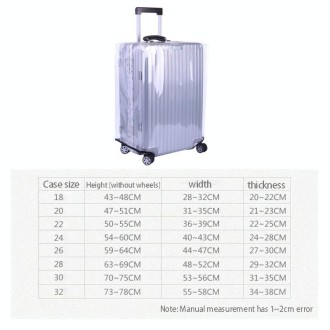 26 Inch Rimless Transparent Waterproof PVC Trolley Suitcase Cover Dustproof Protective Cover