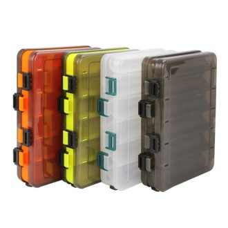 HB327 14 Grids Double Side Luya Tool Box Translucent Bait Organizer(Yellow)