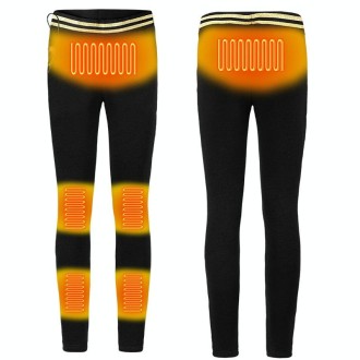 USB Electric Heating Thickening Warm Bottoming Pants Black Gold 6 Zone Heat(2XL)