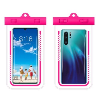 2PCS Diving Swimming Transparent TPU Mobile Phone Waterproof Case(Rose Red)