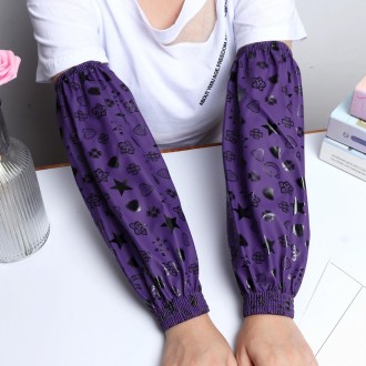 Waterproof And Oil-Proof PU Cuffs Print Leather Sleeves(Purple)