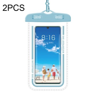 2 PCS Transparent Waterproof Cell Phone Case Swimming Cell Phone Bag Gray Blue