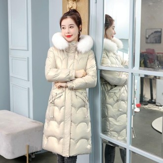 Mid-length Thickening Down Padded Jacket (Color:Champagne Size:XL)