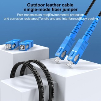 Triple Steel Wire Long Range Outdoor Fiber Optic Drop Cable Patch Jumper with SC Connector, Cable Length: 300m