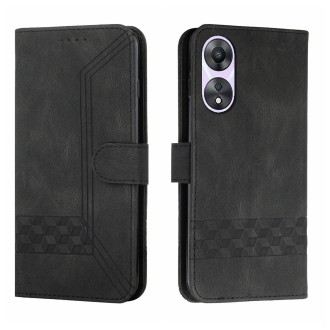 For OPPO A58 4G Cubic Skin Feel Flip Leather Phone Case(Black)