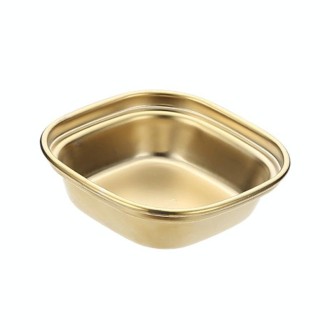 Stainless Steel Square Sauce Dish Hotpot Seasoning Disc Barbecue Tableware, Style: 1 Grid (Gold)