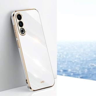 For Meizu 20 5G XINLI Straight 6D Plating Gold Edge TPU Phone Case(White)