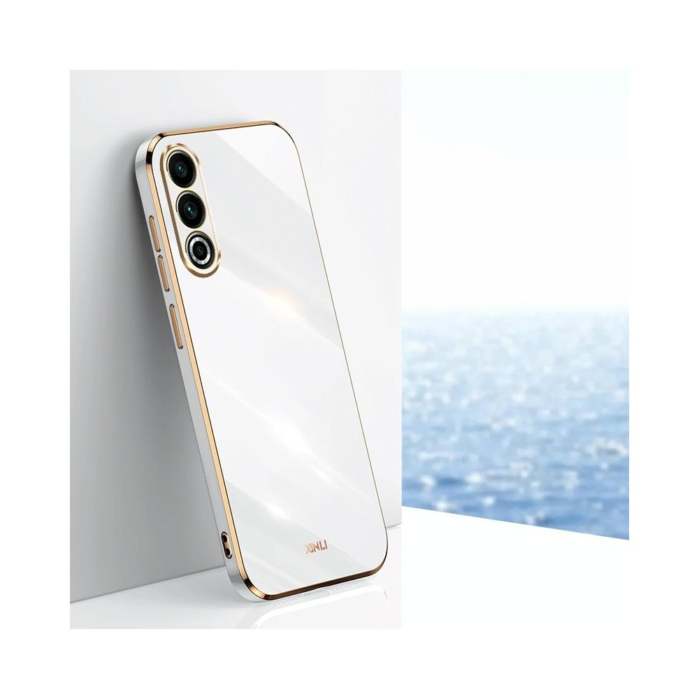 For Meizu 20 5G XINLI Straight 6D Plating Gold Edge TPU Phone Case(White)