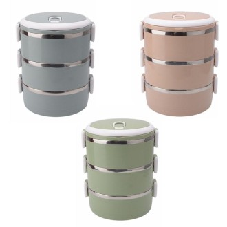 3-Layer 2.1L Stainless Steel Insulation Container Lunch Box Food Bento Box(Random Color Delivery)